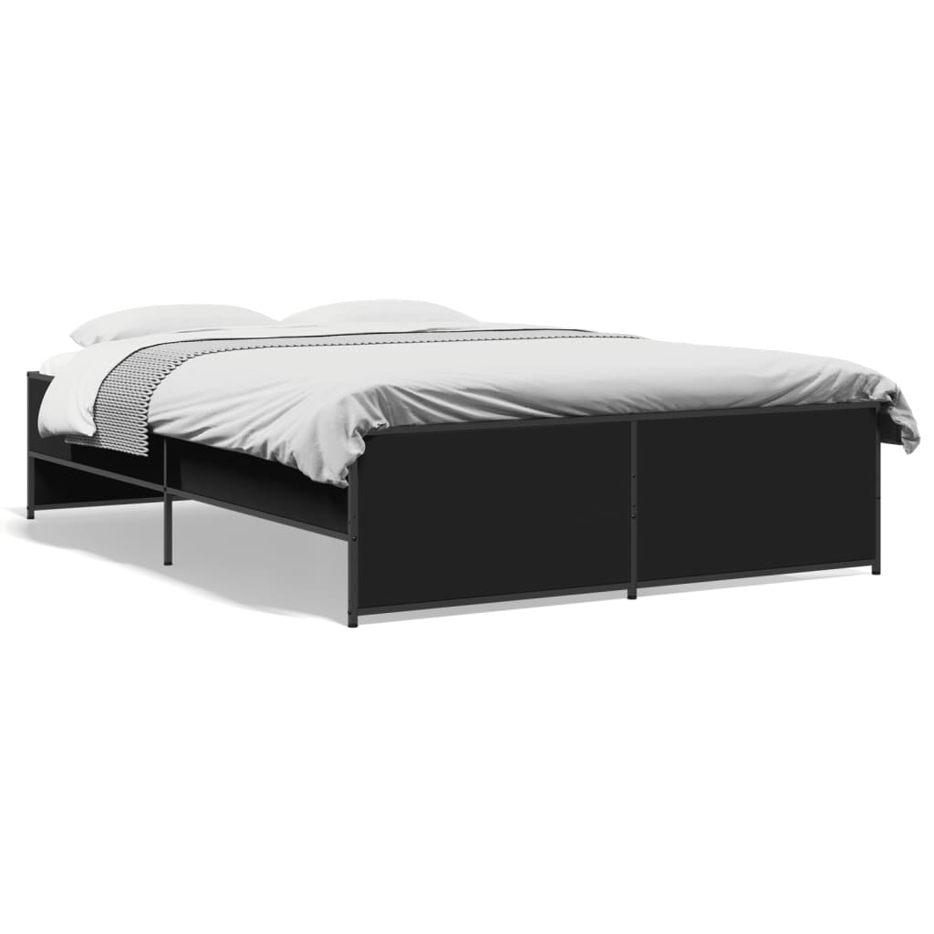 Sengeramme svart 120x200 cm konstruert tre og metall