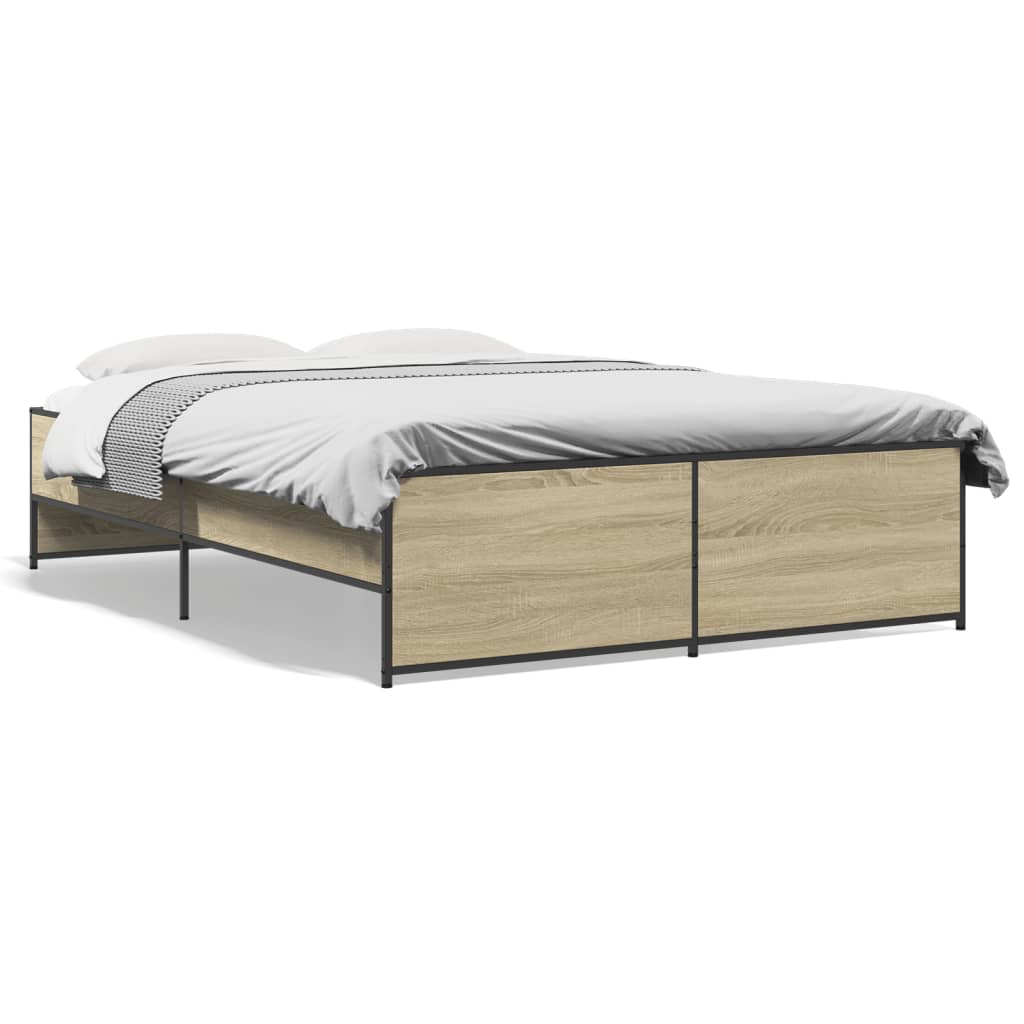 Sengeramme sonoma eik 120x200 cm konstruert tre og metall