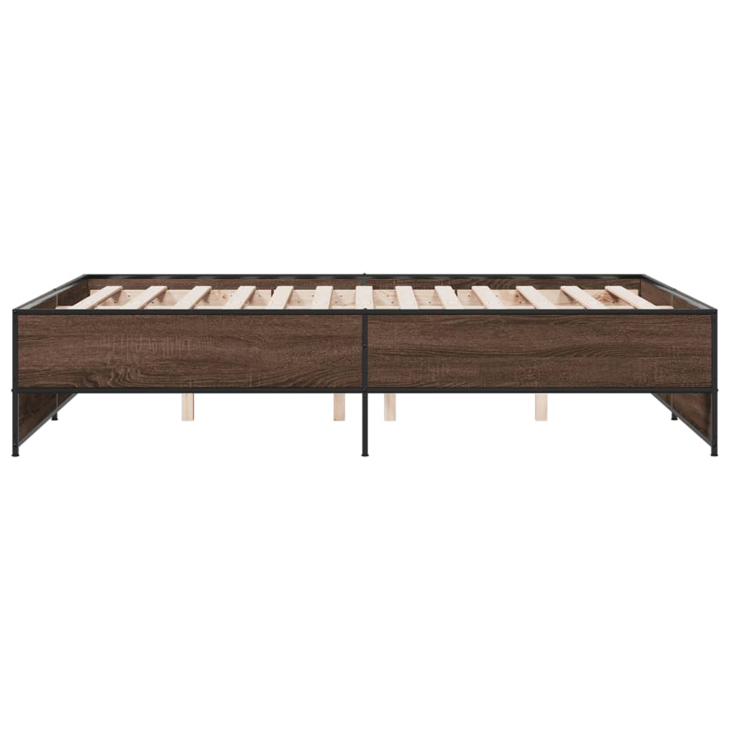 Sengeramme brun eik 120x200 cm konstruert tre og metall
