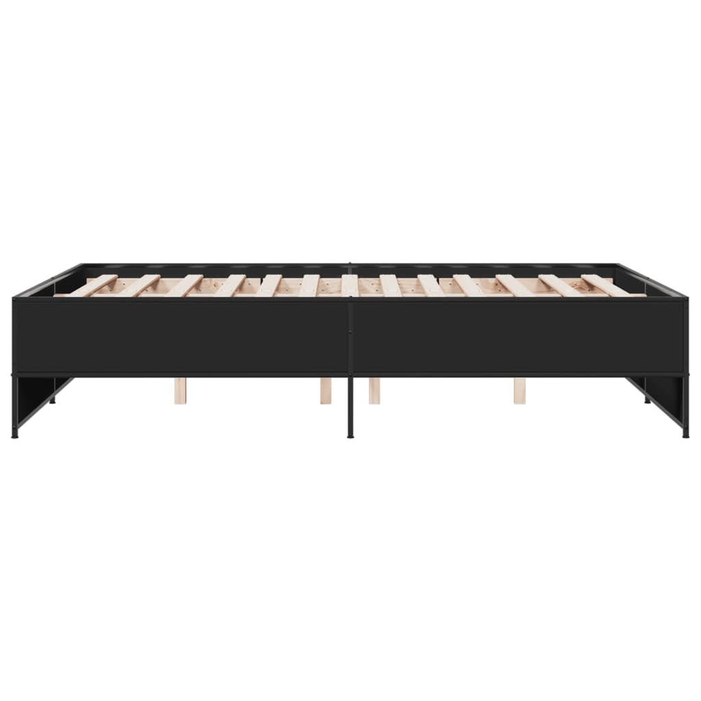 Sengeramme svart 140x190 cm konstruert tre og metall