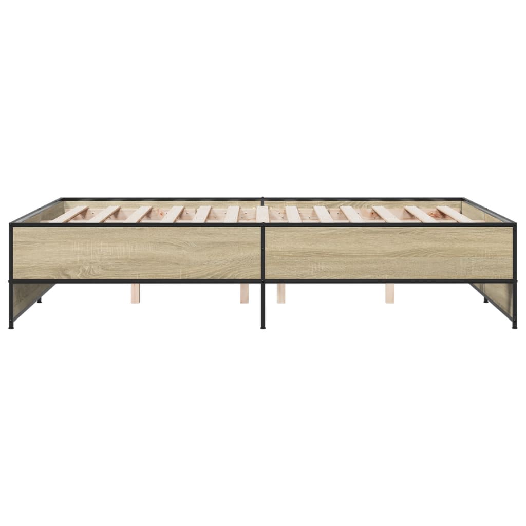 Sengeramme sonoma eik 135x190 cm konstruert tre og metall