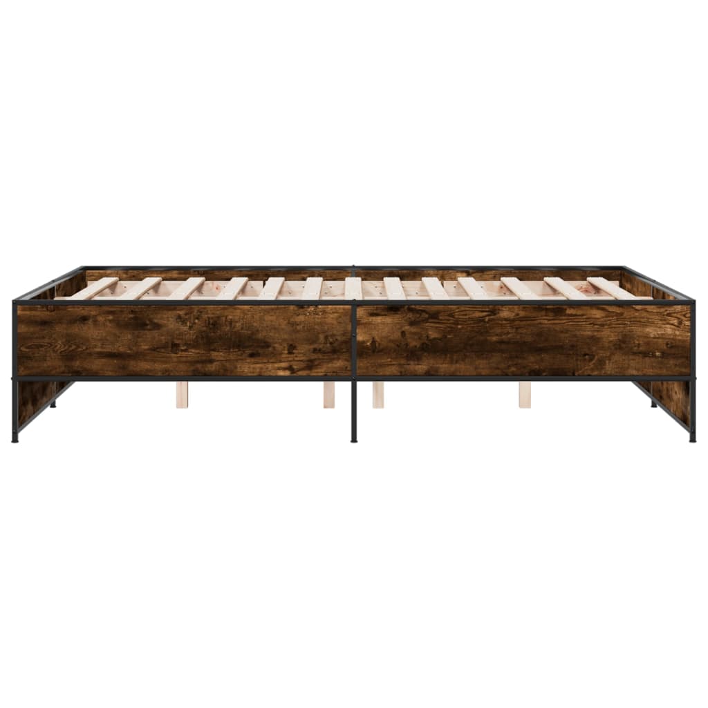 Sengeramme røkt eik 135x190 cm konstruert tre og metall