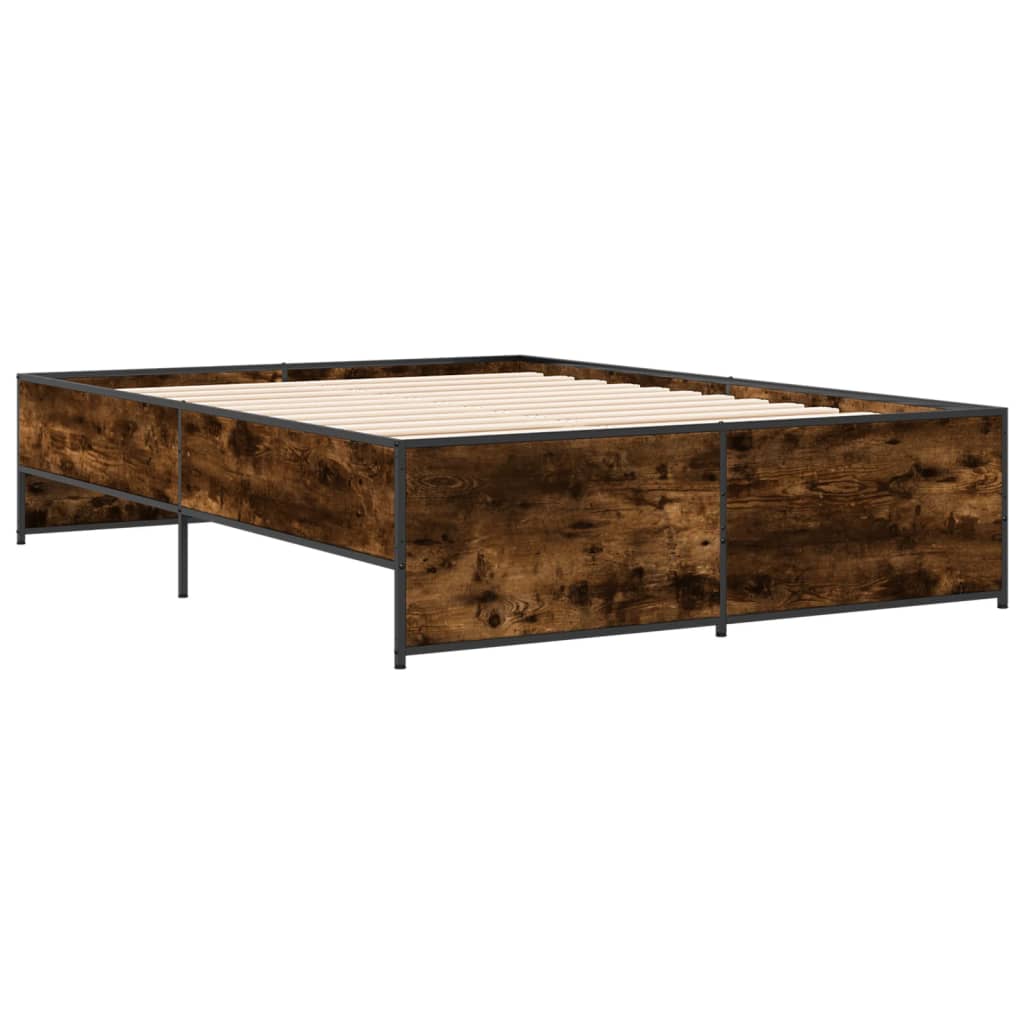 Sengeramme røkt eik 135x190 cm konstruert tre og metall