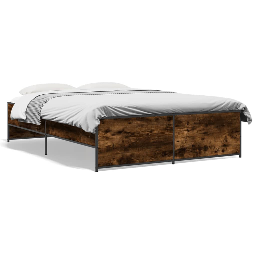 Sengeramme røkt eik 135x190 cm konstruert tre og metall
