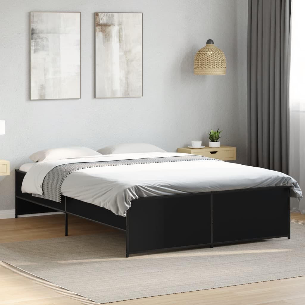 Sengeramme svart 120x190 cm konstruert tre og metall