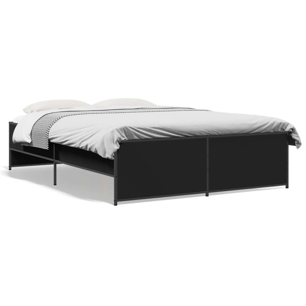 Sengeramme svart 120x190 cm konstruert tre og metall