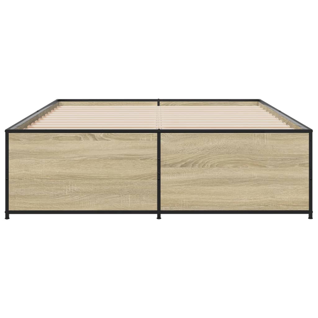 Sengeramme sonoma eik 120x190 cm konstruert tre og metall