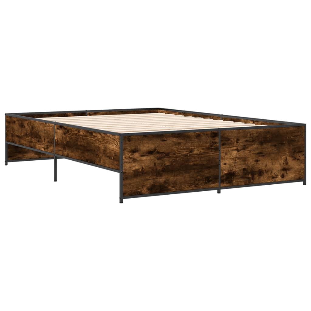 Sengeramme røkt eik 120x190 cm konstruert tre og metall