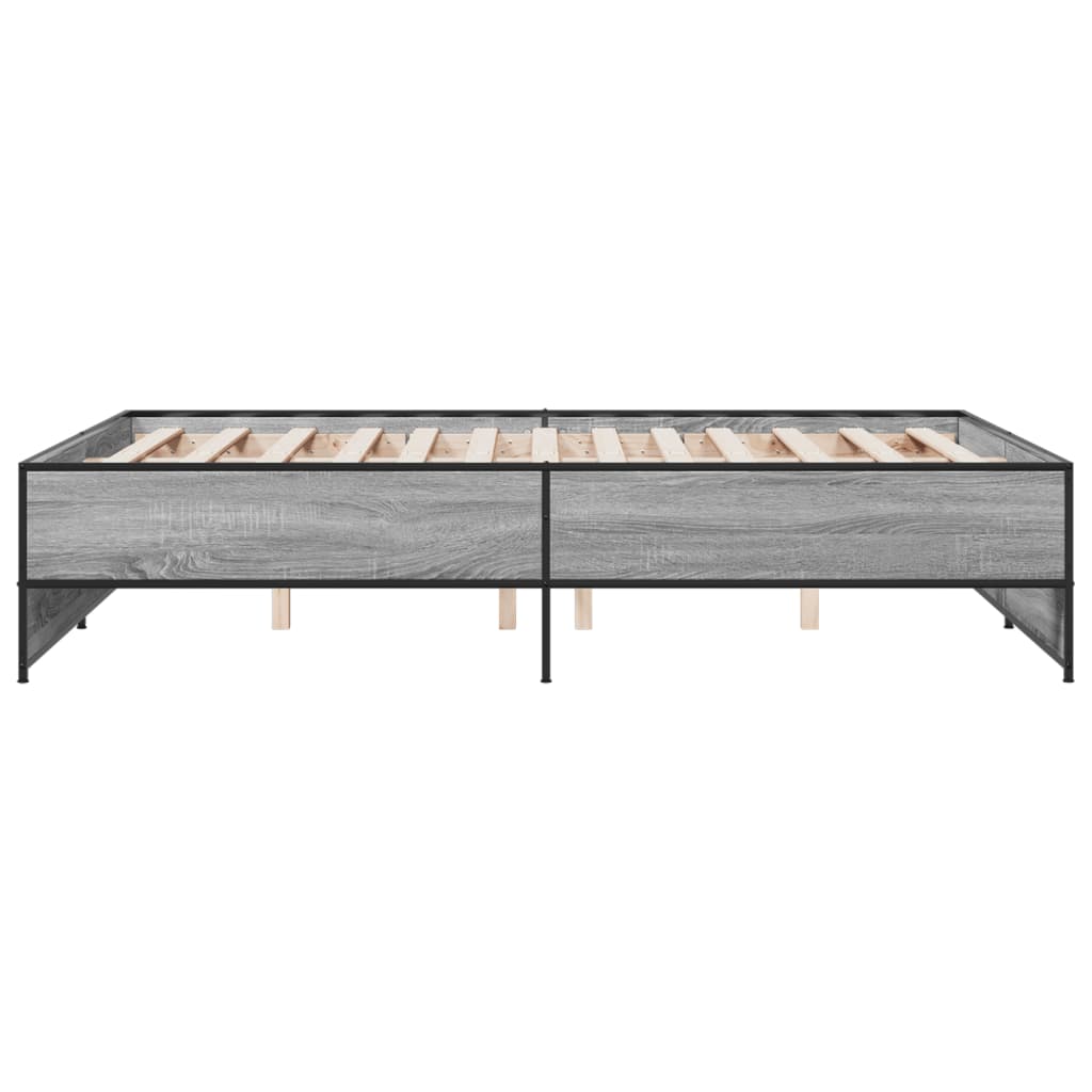 Sengeramme grå sonoma 120x190 cm konstruert tre og metall