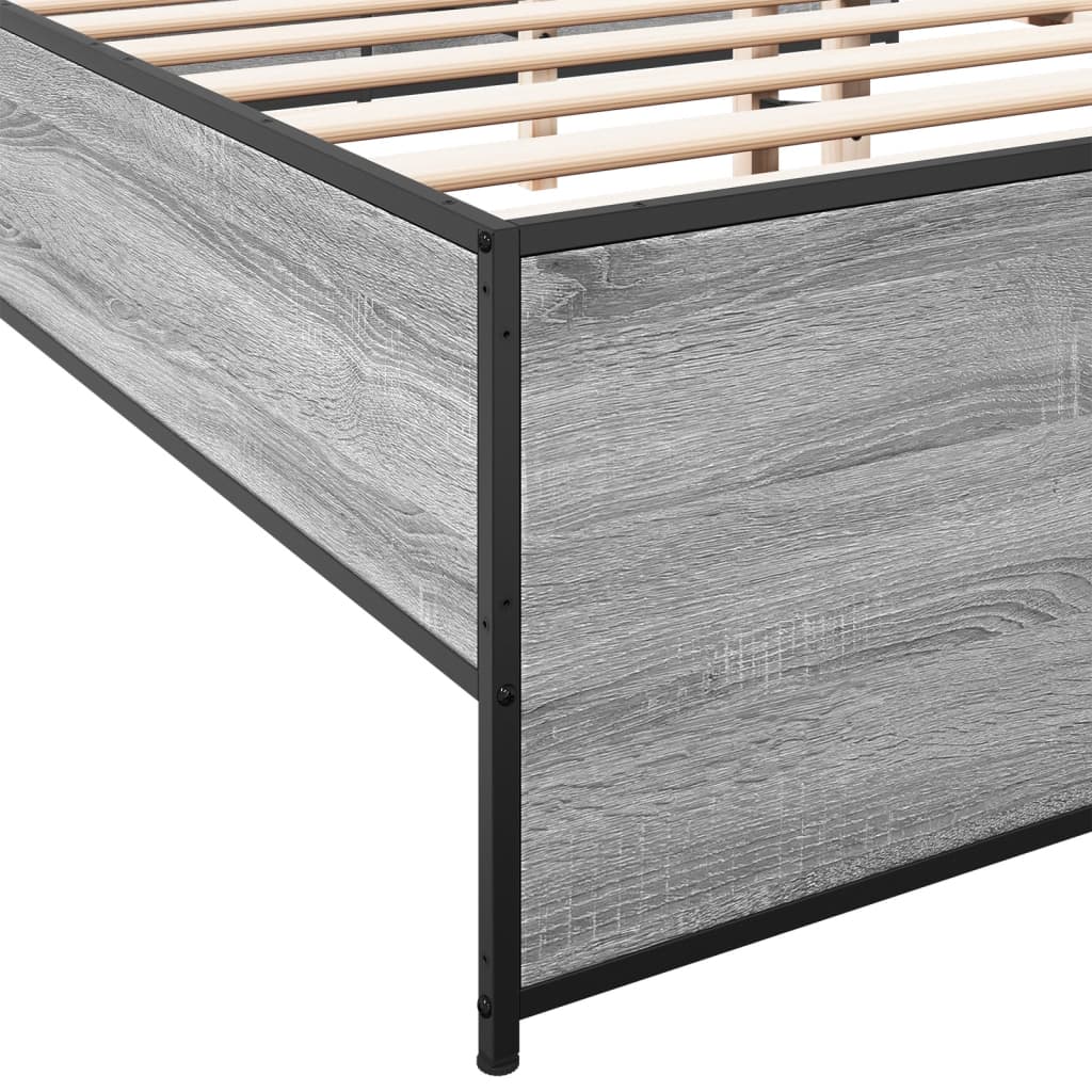 Sengeramme grå sonoma 120x190 cm konstruert tre og metall
