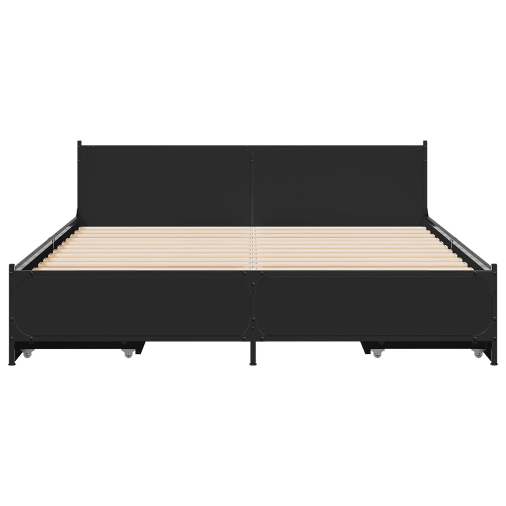 Sengeramme med skuffer svart 135x190 cm konstruert tre