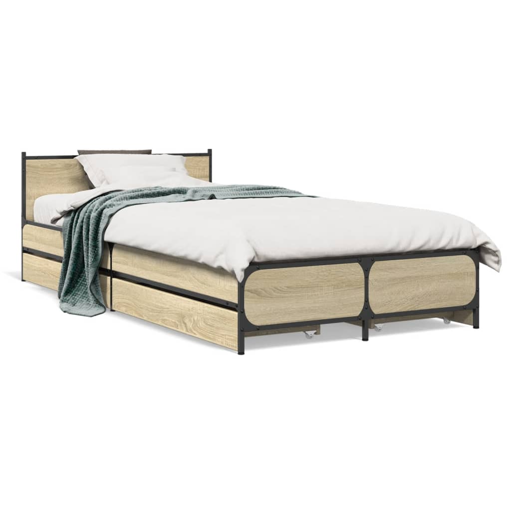 Sengeramme med skuffer sonoma eik 75x190 cm konstruert tre