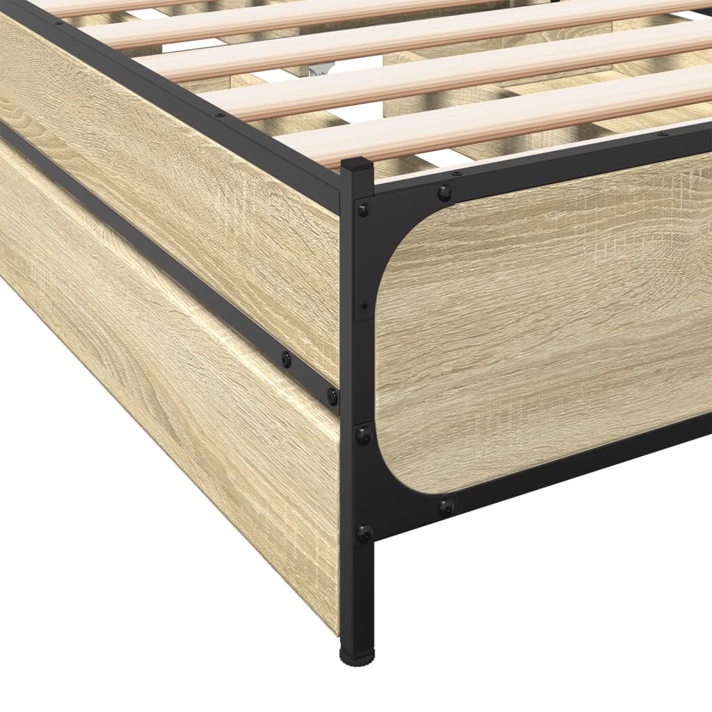 Sengeramme med skuffer sonoma eik 75x190 cm konstruert tre