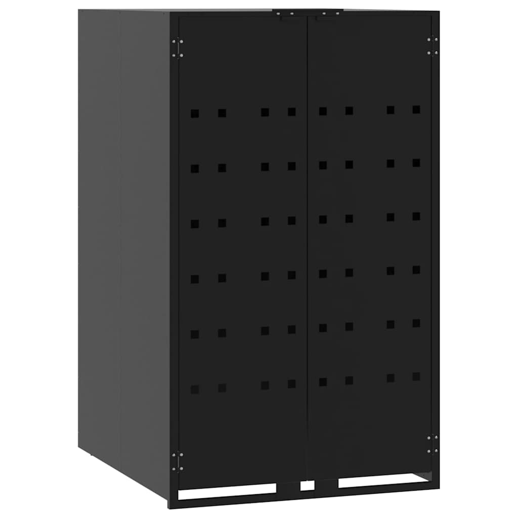 Søppeldunkskur for 6 dunker svart 414x79x117 cm stål