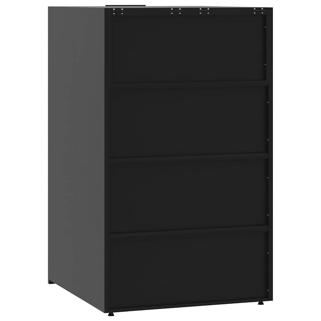 Søppeldunkskur for 6 dunker svart 414x79x117 cm stål
