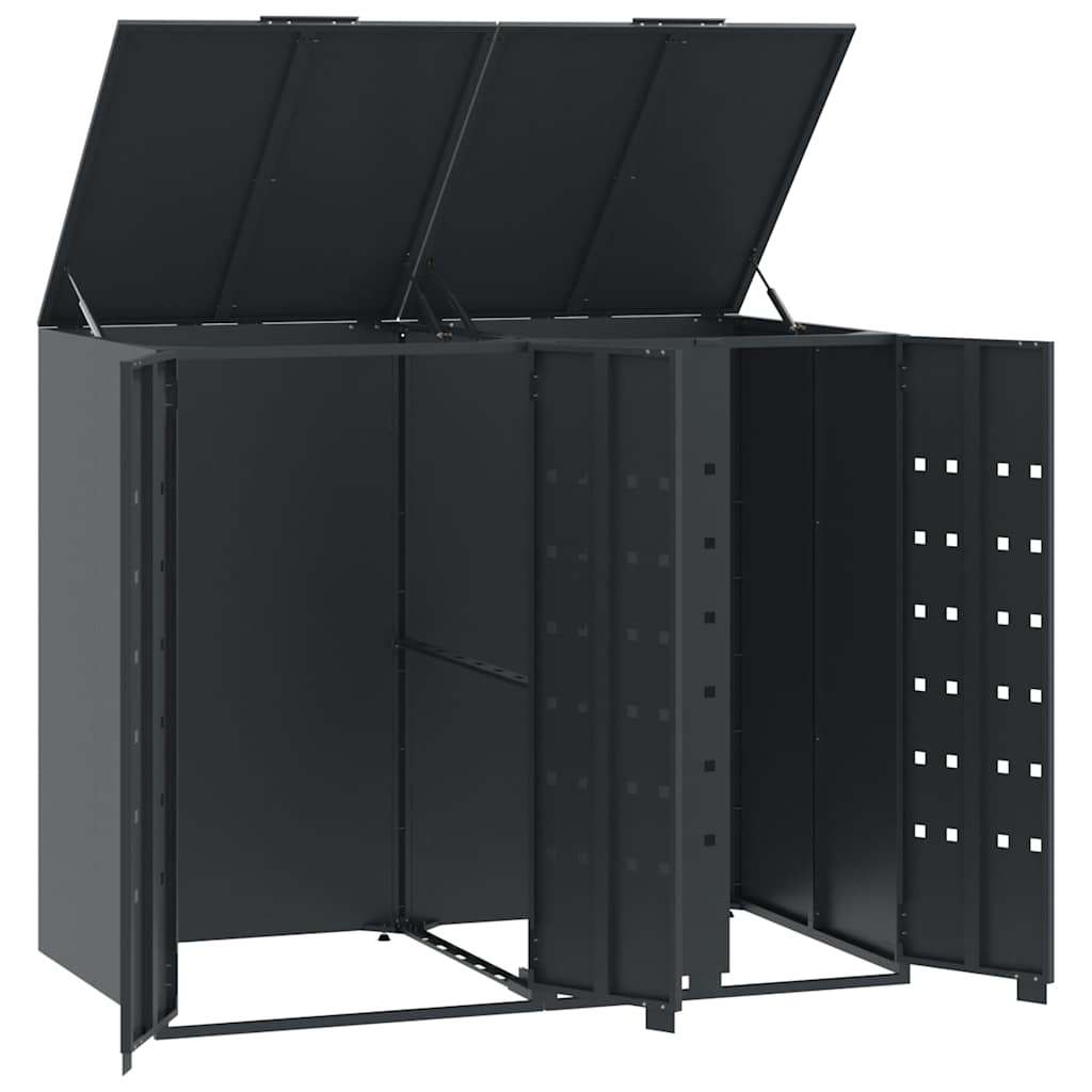 Søppeldunkskur for 2 dunker antrasitt 138x79x117 cm stål