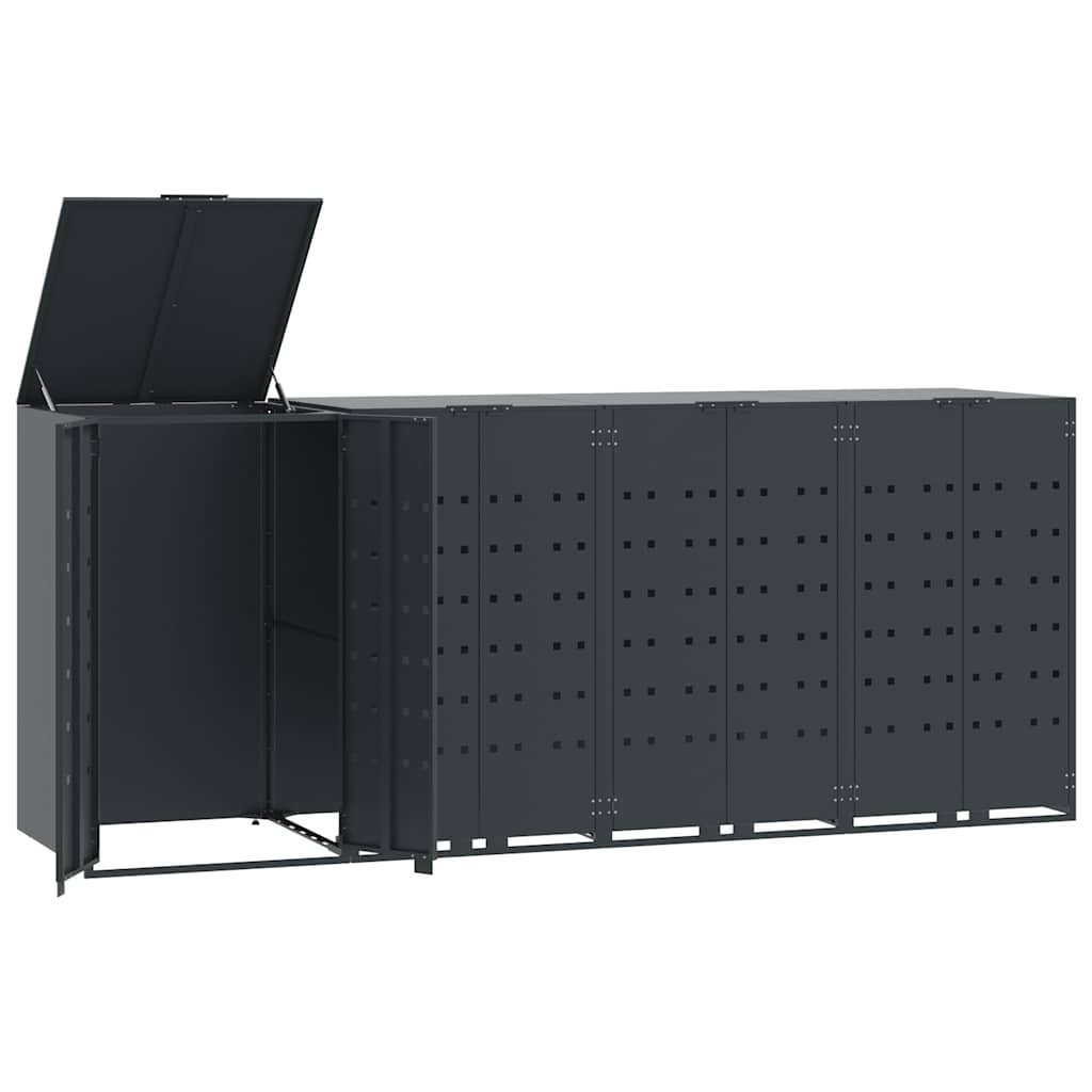 Søppeldunkskur for 4 dunker antrasitt 276x79x117 cm stål