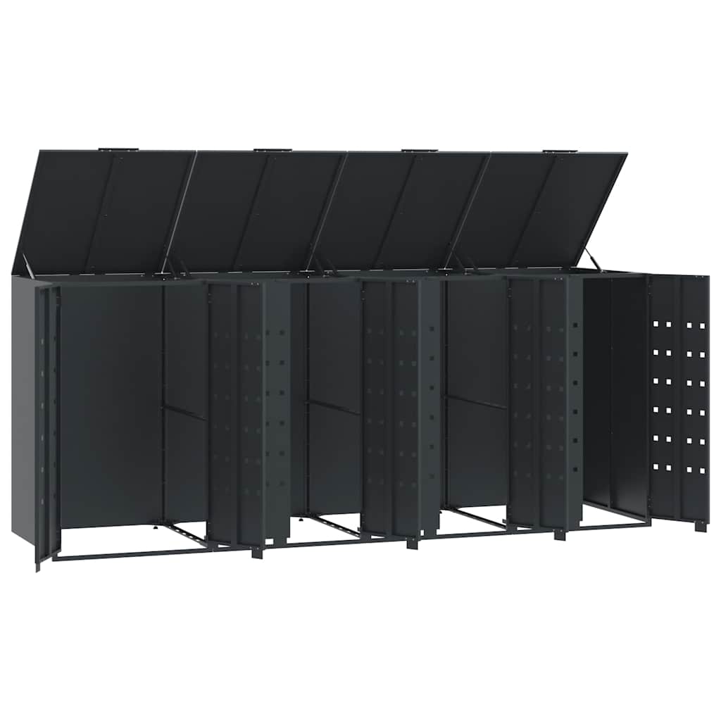 Søppeldunkskur for 4 dunker antrasitt 276x79x117 cm stål