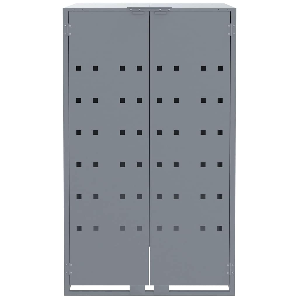 Søppeldunkskur for 4 dunker grå 276x79x117 cm stål