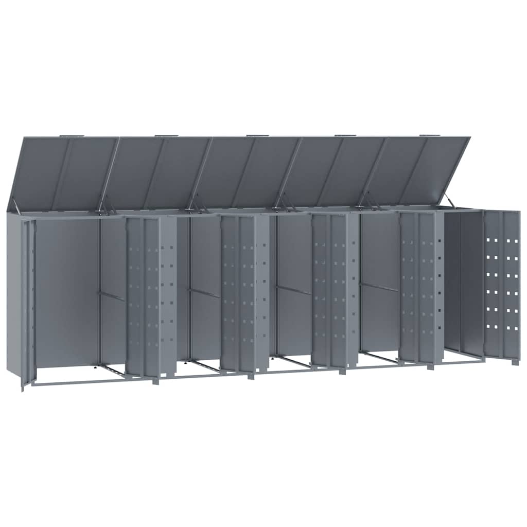 Søppeldunkskur for 5 dunker grå 345x79x117 cm stål
