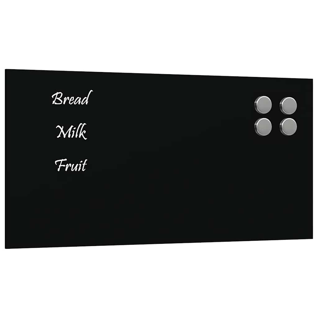 Veggmontert magnettavle svart 40x20 cm herdet glass