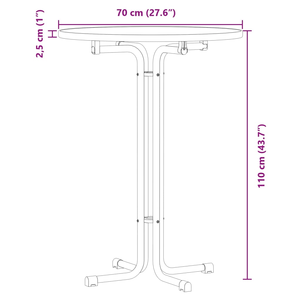 Barbord svart Ø70x110 cm konstruert tre og stål