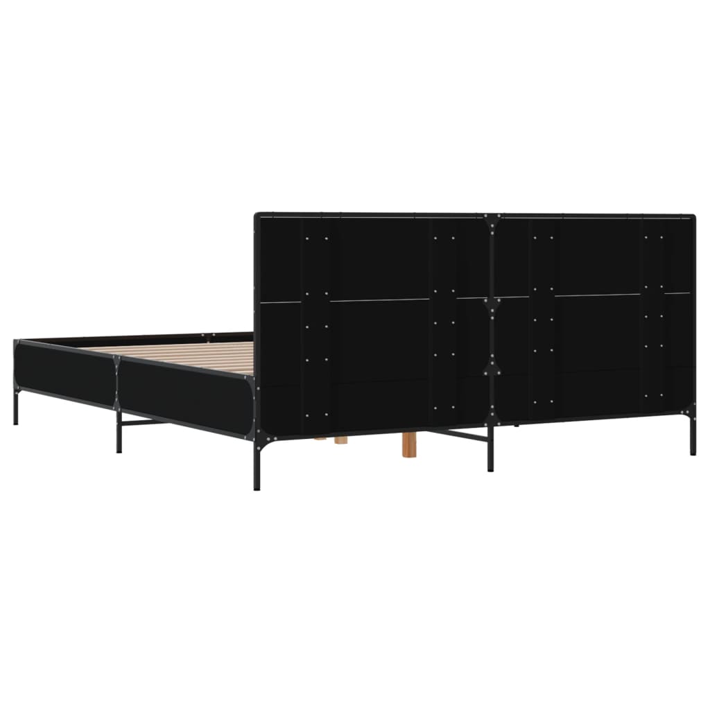 Sengeramme svart 120x200 cm konstruert tre og metall