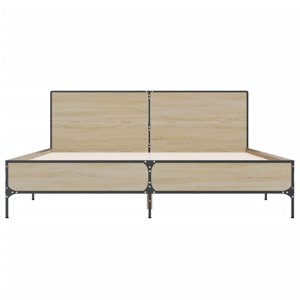 Sengeramme sonoma eik 140x200 cm konstruert tre og metall