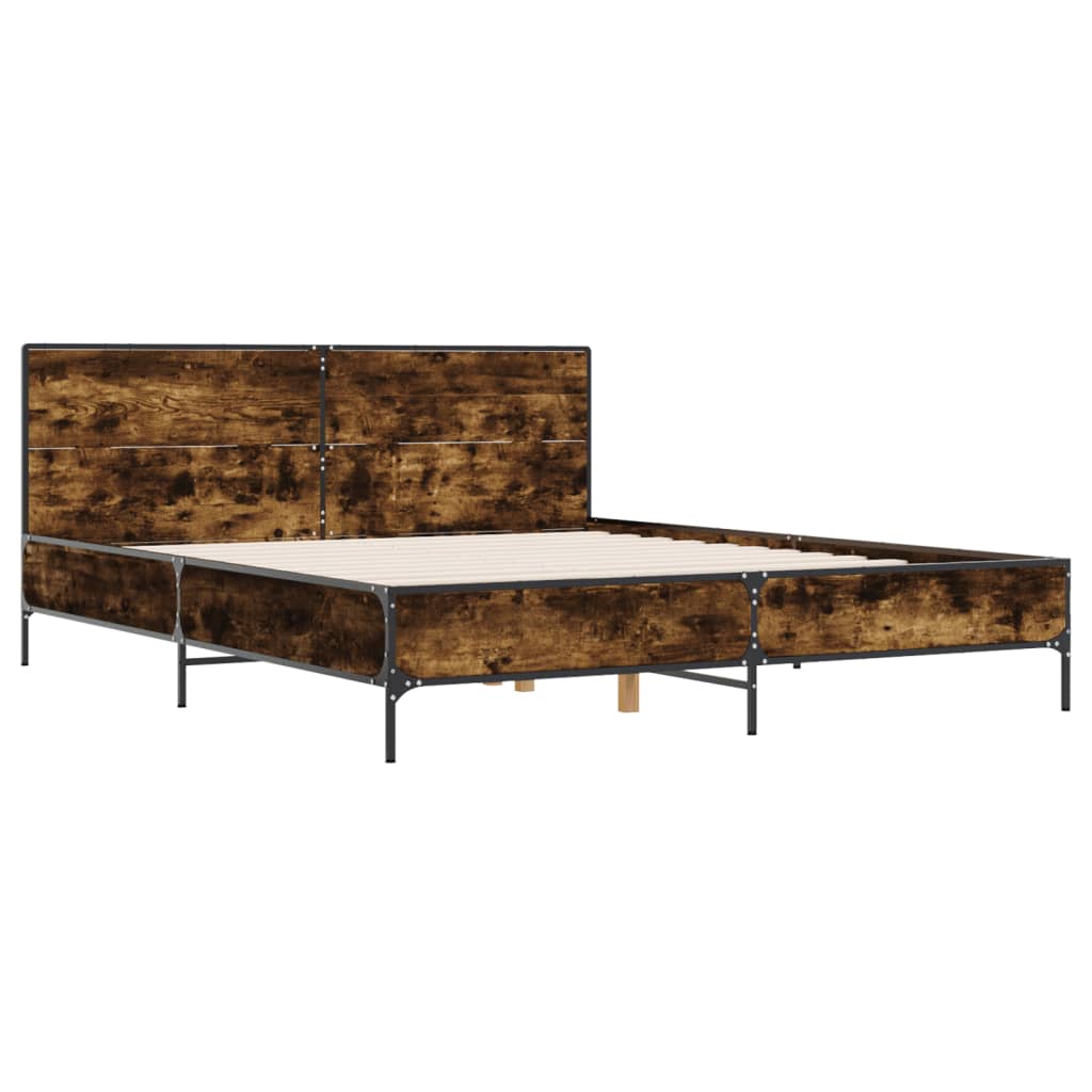Sengeramme røkt eik 140x200 cm konstruert tre og metall