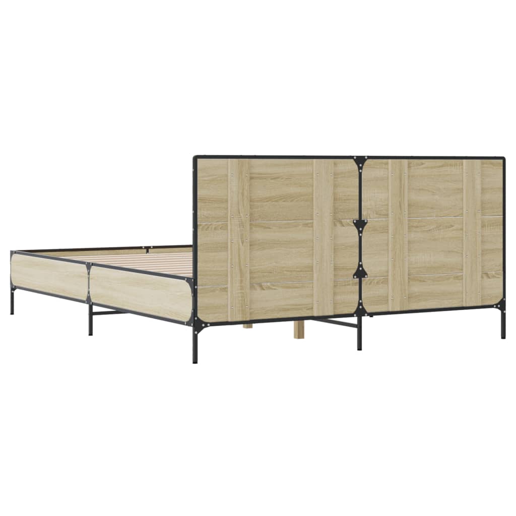 Sengeramme sonoma eik 150x200 cm konstruert tre og metall