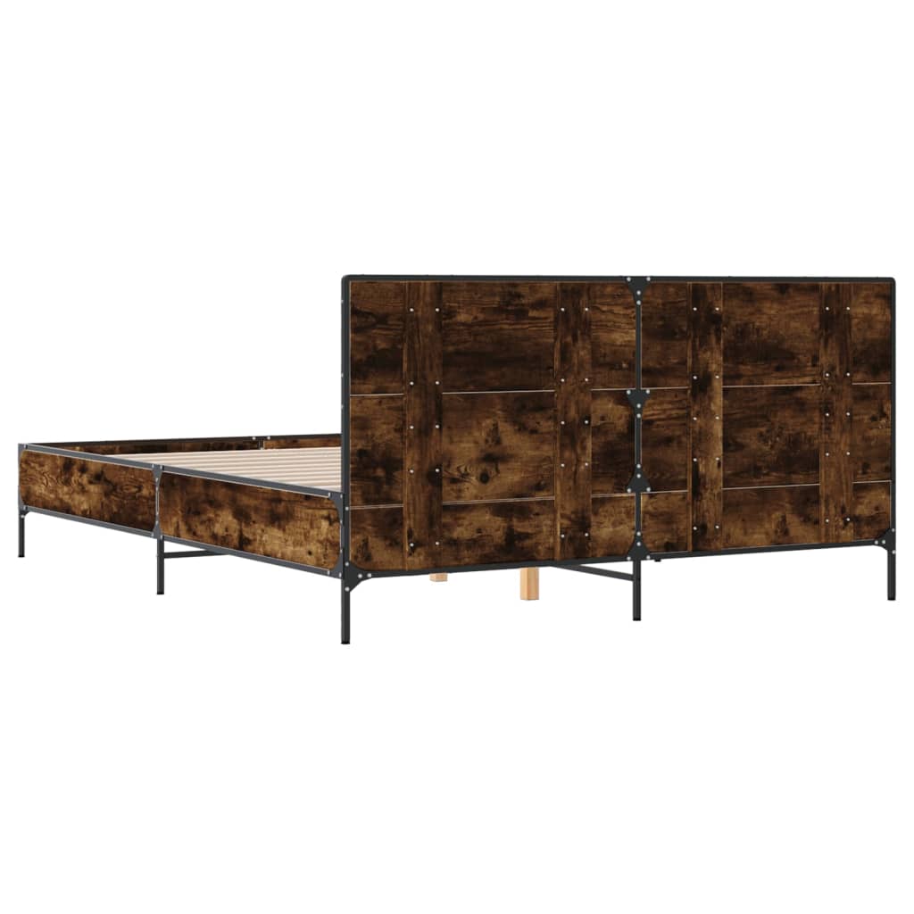 Sengeramme røkt eik 150x200 cm konstruert tre og metall