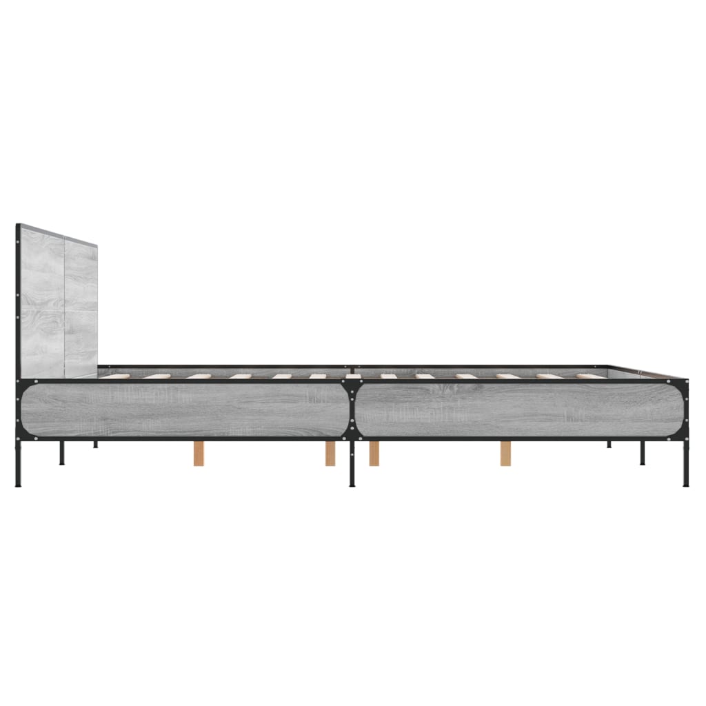 Sengeramme grå sonoma 150x200 cm konstruert tre og metall