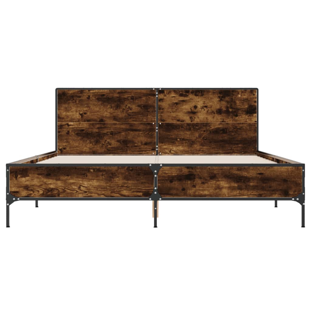 Sengeramme røkt eik 160x200 cm konstruert tre og metall