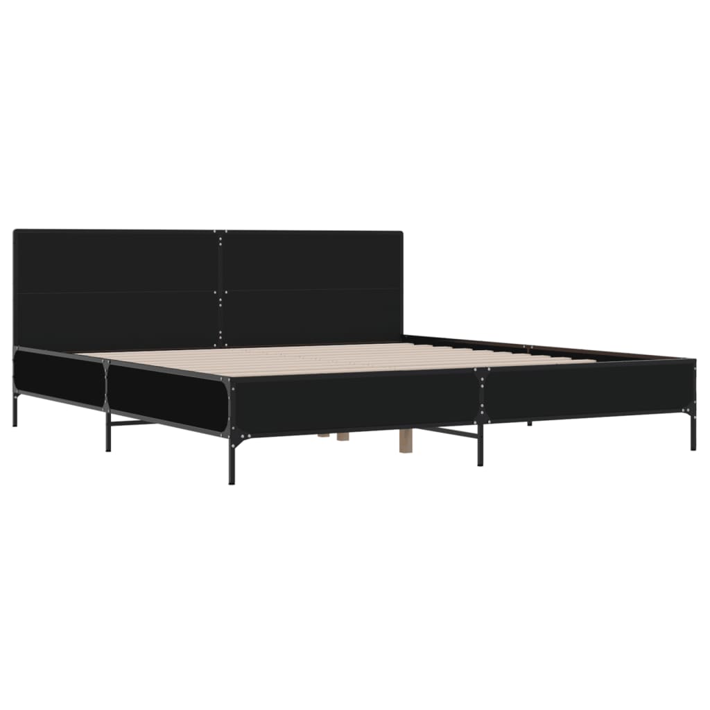 Sengeramme svart 180x200 cm konstruert tre og metall