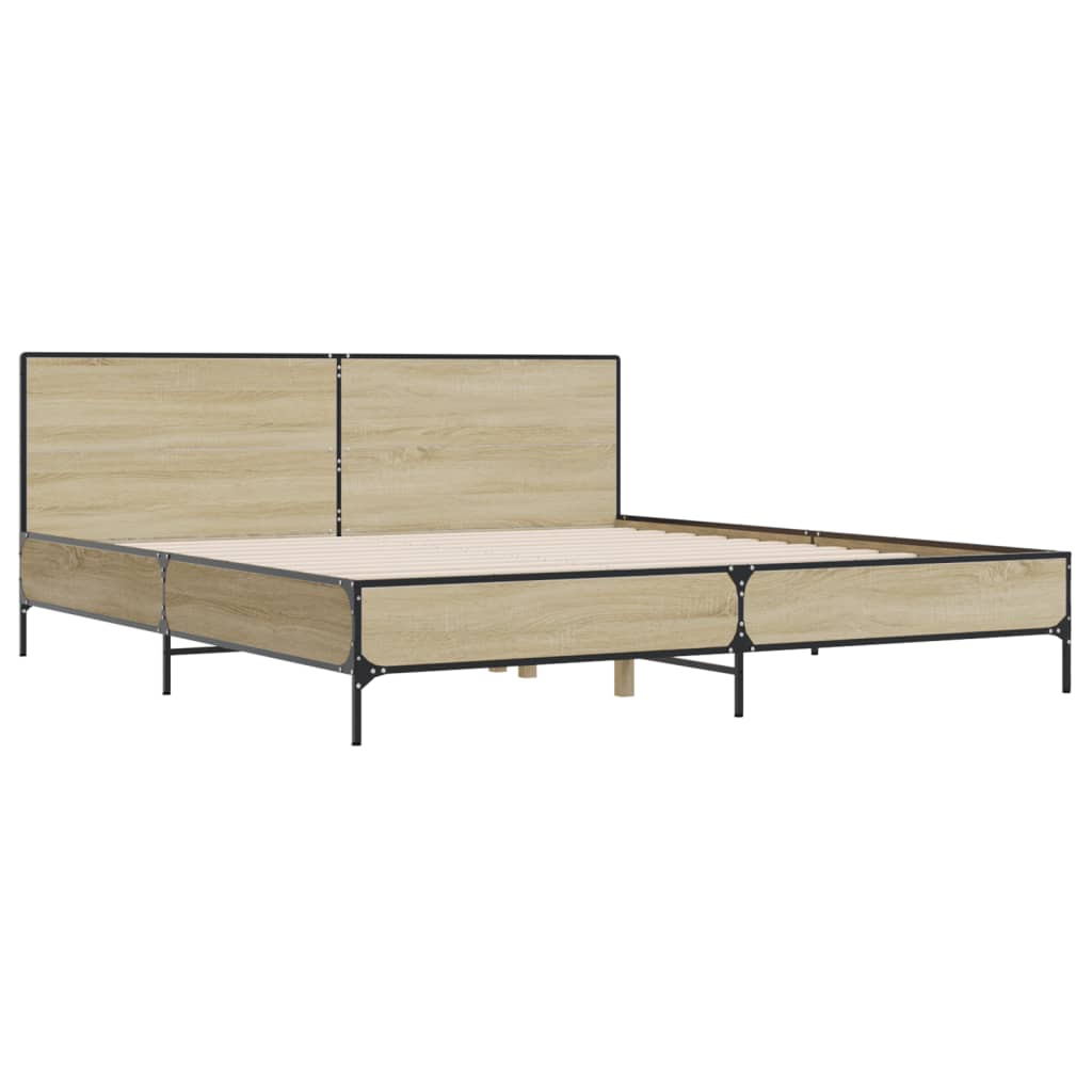 Sengeramme sonoma eik 180x200 cm konstruert tre og metall