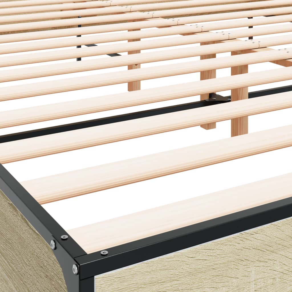 Sengeramme sonoma eik 180x200 cm konstruert tre og metall