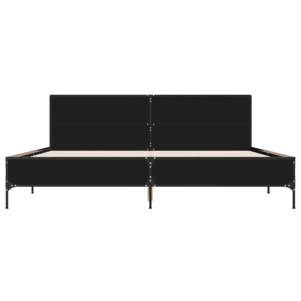 Sengeramme svart 200x200 cm konstruert tre og metall
