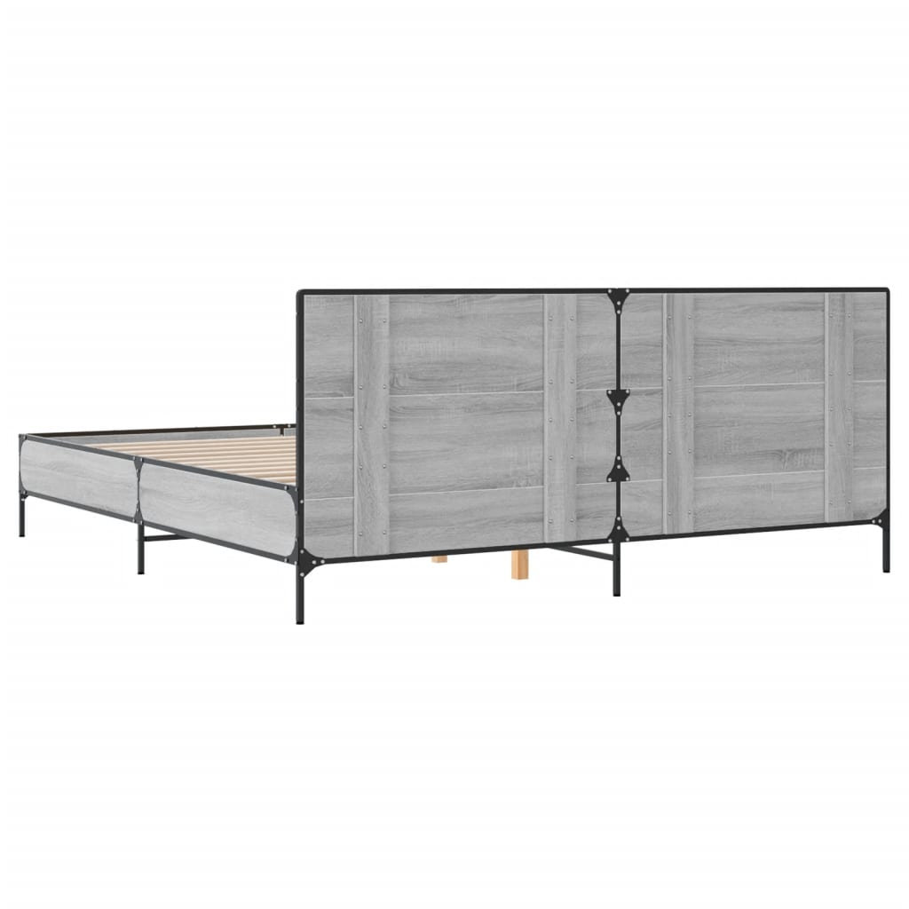 Sengeramme grå sonoma 200x200 cm konstruert tre og metall