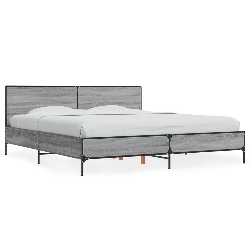 Sengeramme grå sonoma 200x200 cm konstruert tre og metall