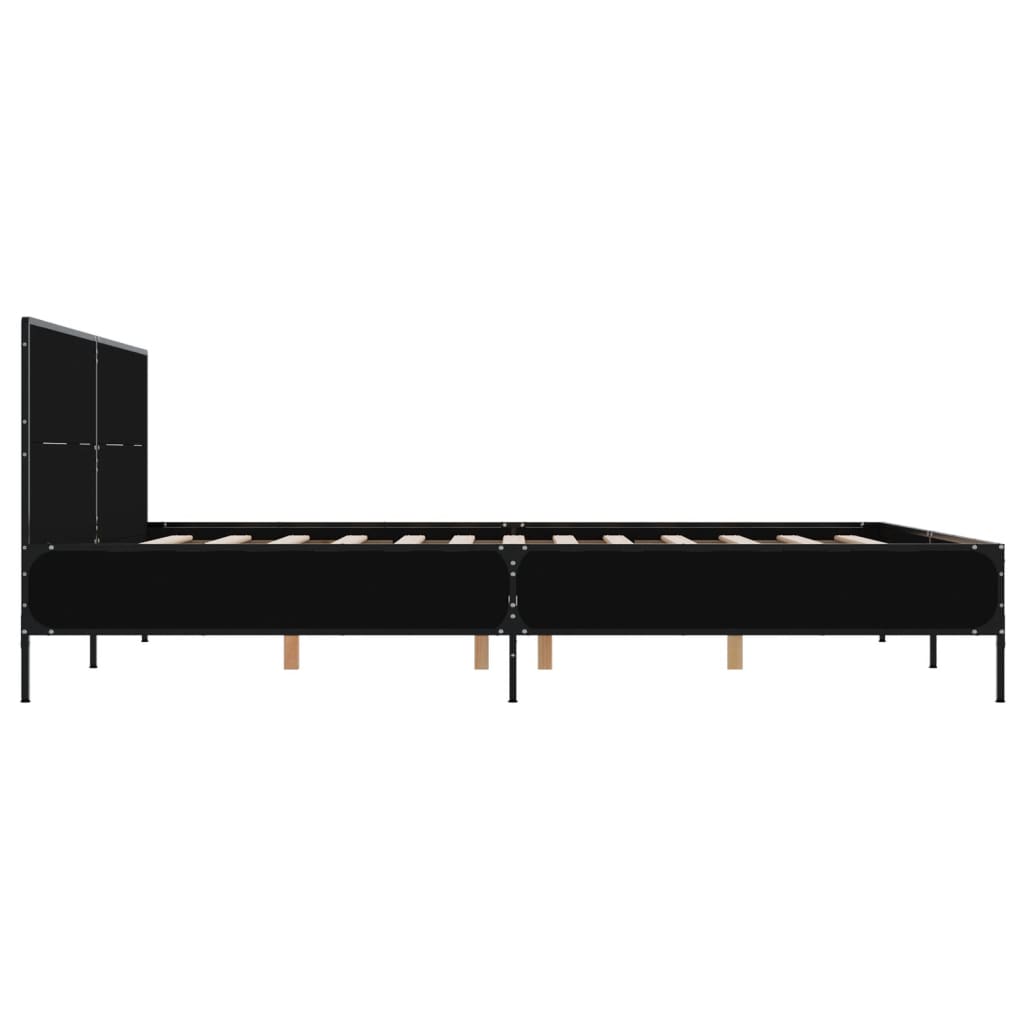 Sengeramme svart 135x190 cm konstruert tre og metall