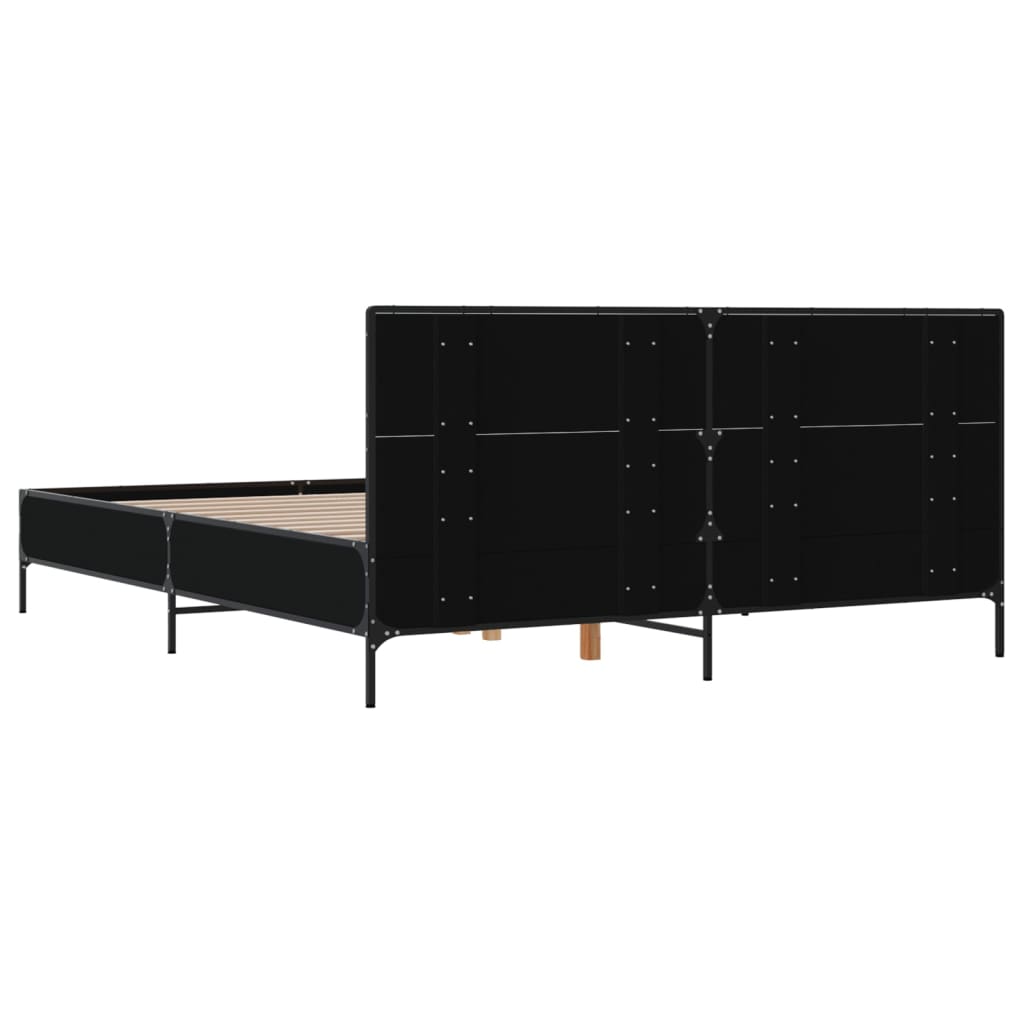 Sengeramme svart 135x190 cm konstruert tre og metall