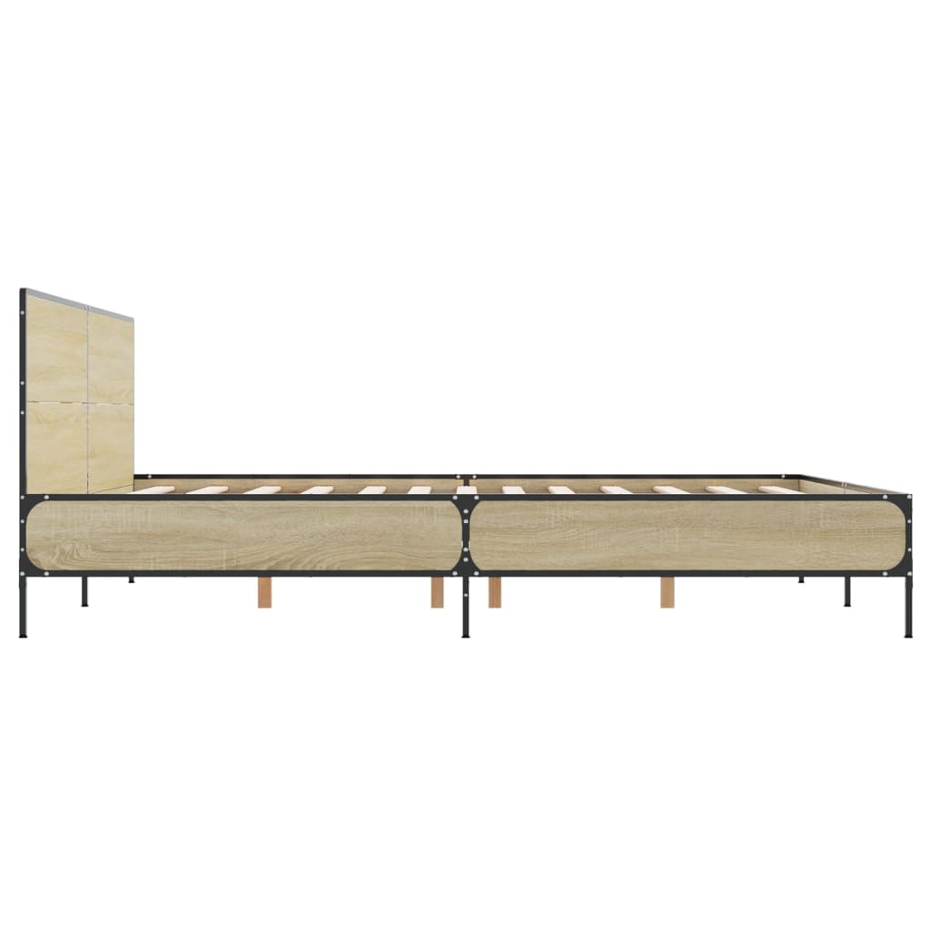 Sengeramme sonoma eik 135x190 cm konstruert tre og metall