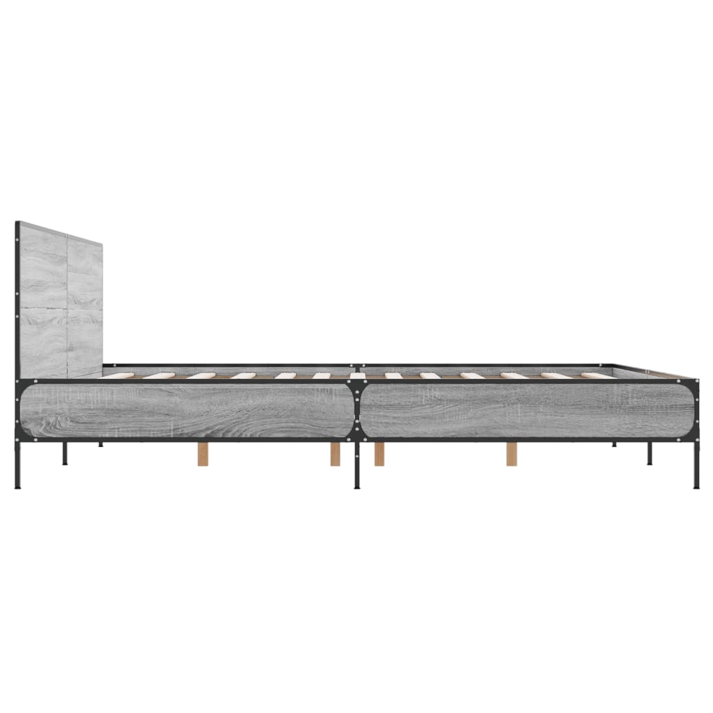 Sengeramme grå sonoma 135x190 cm konstruert tre og metall