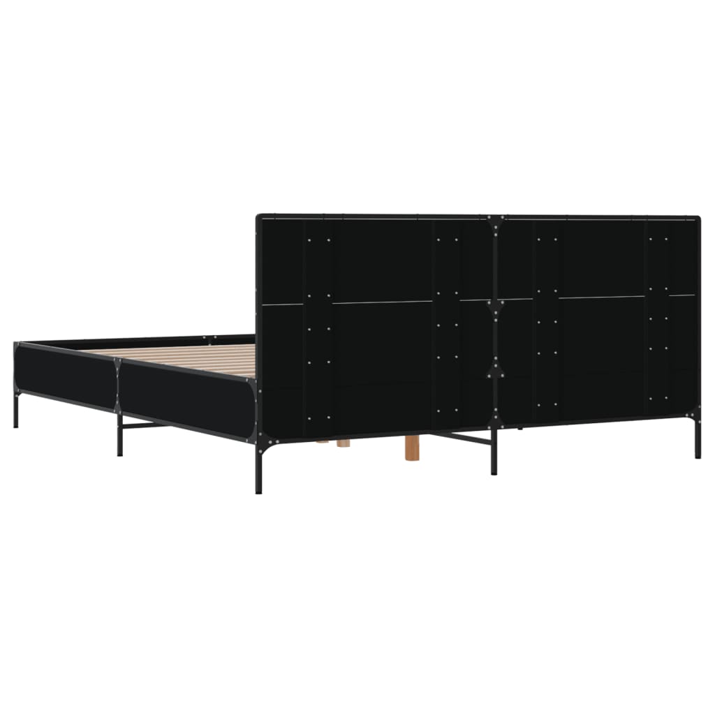 Sengeramme svart 140x190 cm konstruert tre og metall