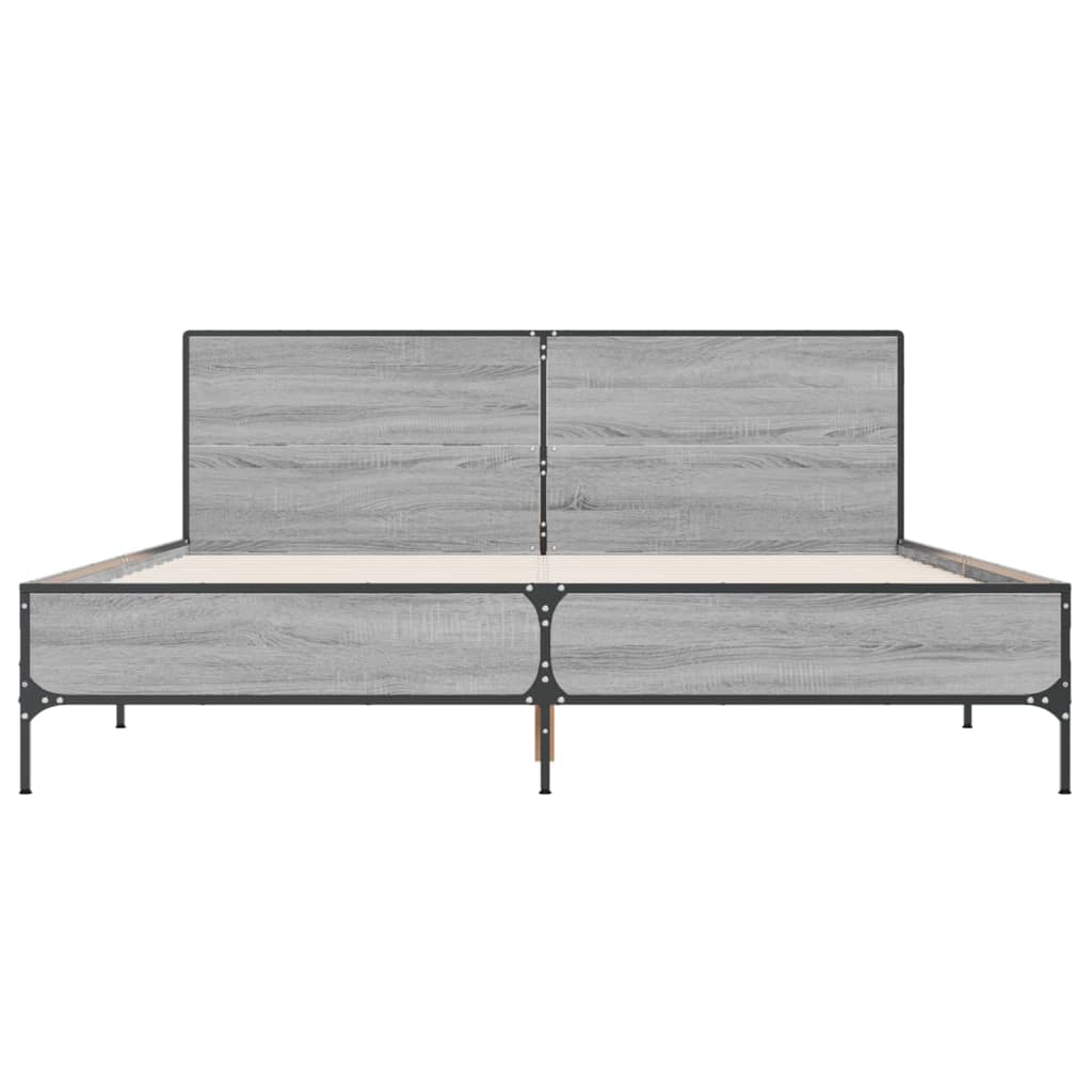Sengeramme grå sonoma 140x190 cm konstruert tre og metall