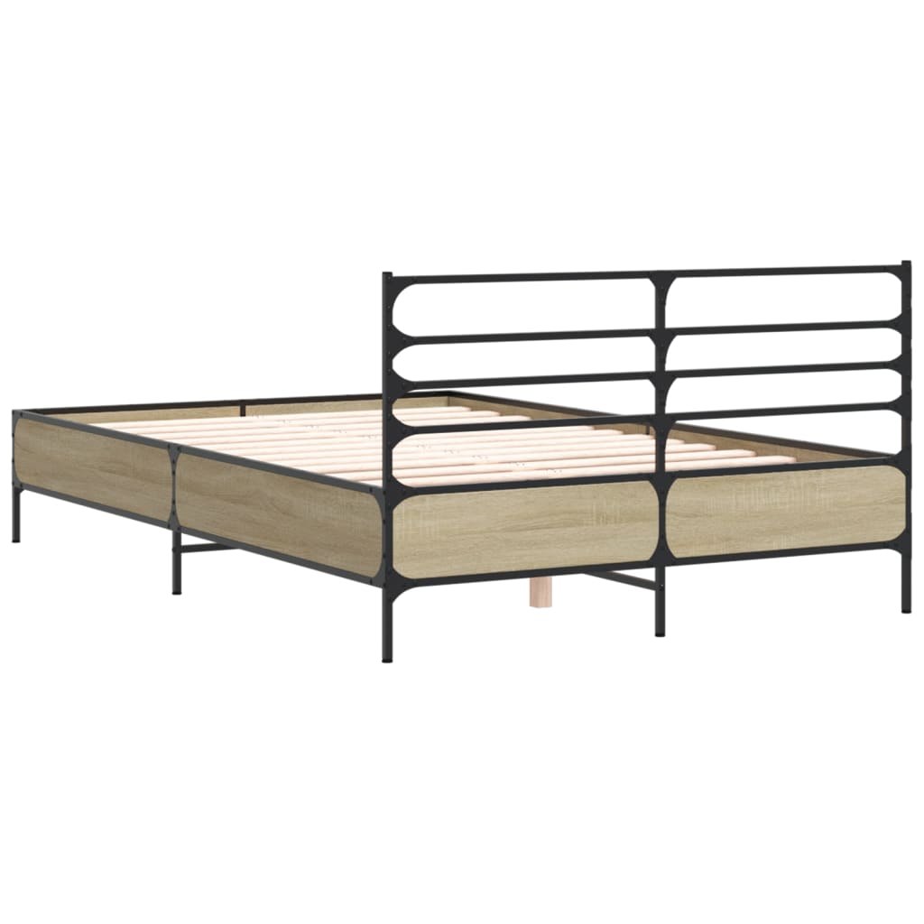 Sengeramme sonoma eik 120x200 cm konstruert tre og metall