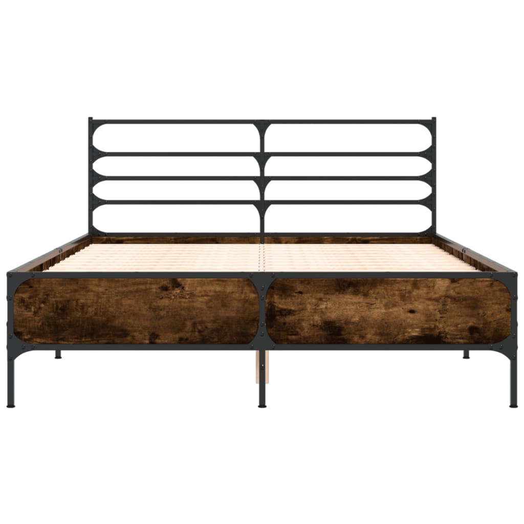 Sengeramme røkt eik 120x200 cm konstruert tre og metall