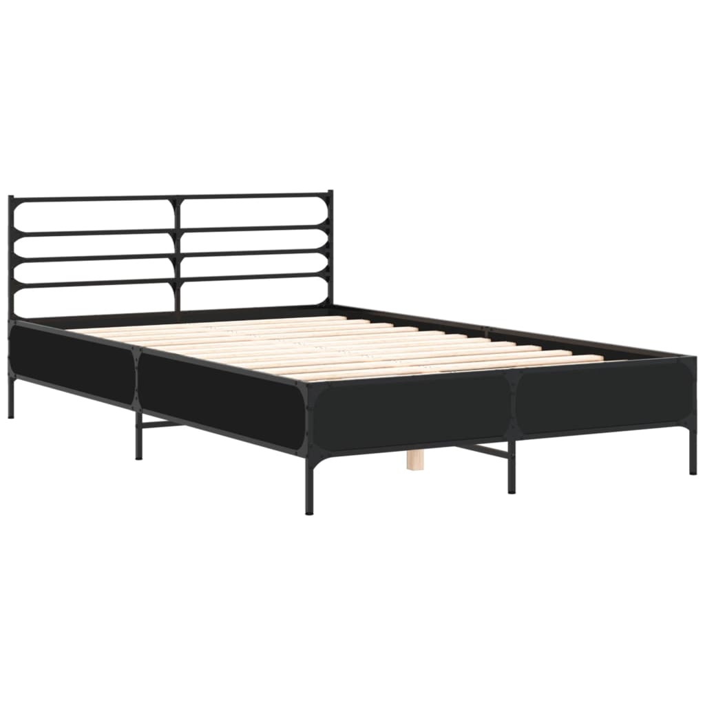 Sengeramme svart 140x200 cm konstruert tre og metall