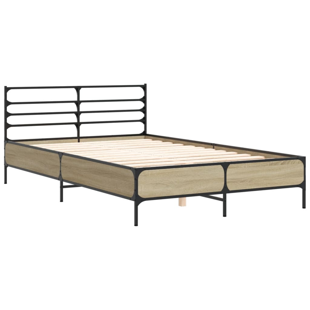 Sengeramme sonoma eik 140x200 cm konstruert tre og metall