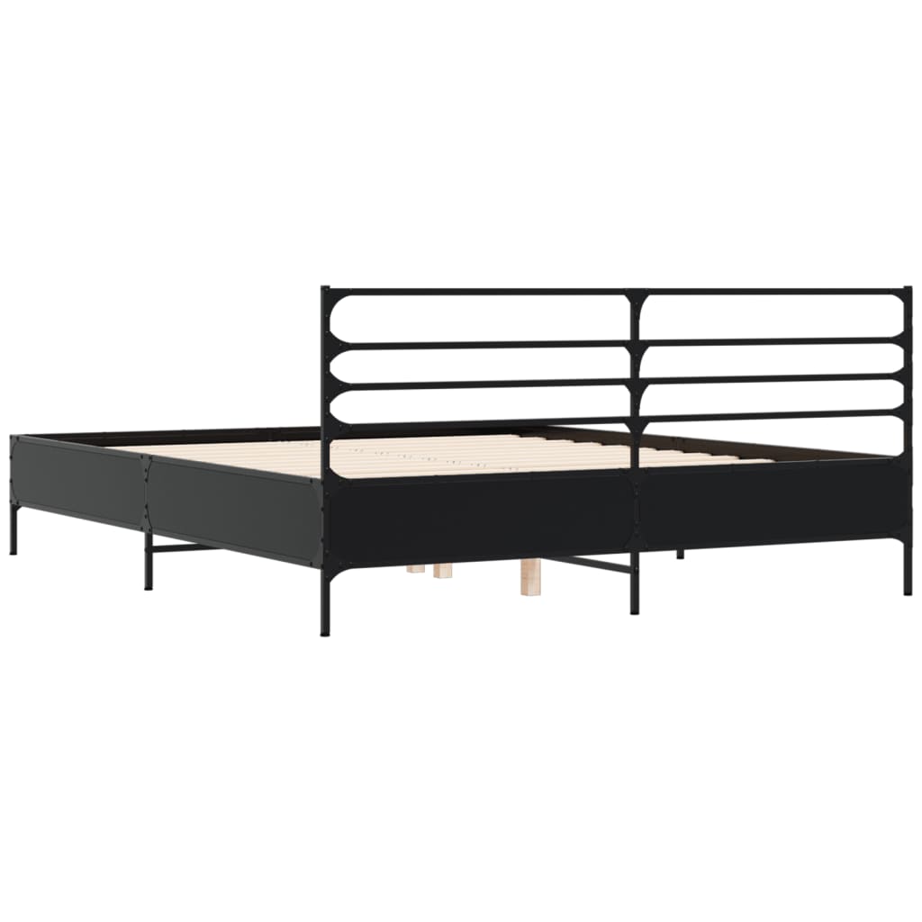Sengeramme svart 150x200 cm konstruert tre og metall